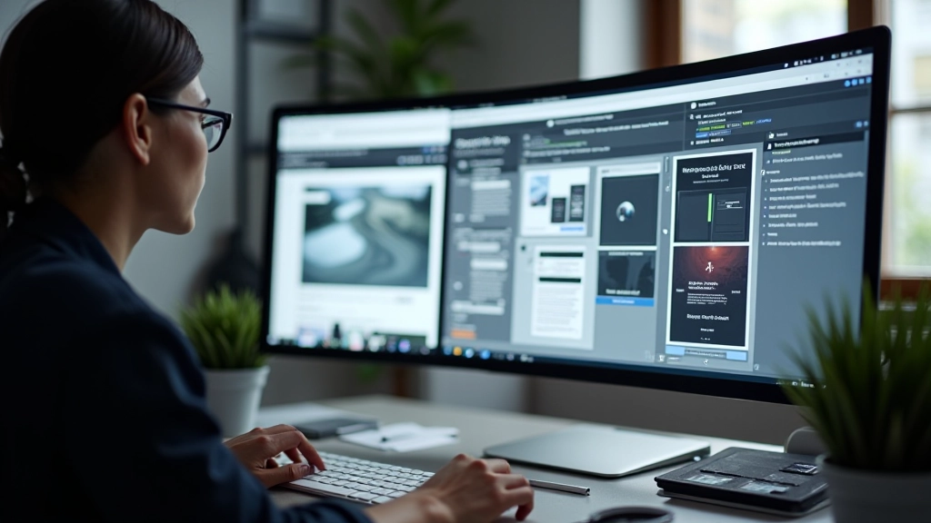 CSS Grid and Flexbox layout examples displayed on modern monitor, minimalist designer workspace, bright studio lighting, technical focus, sharp detail, no watermarks