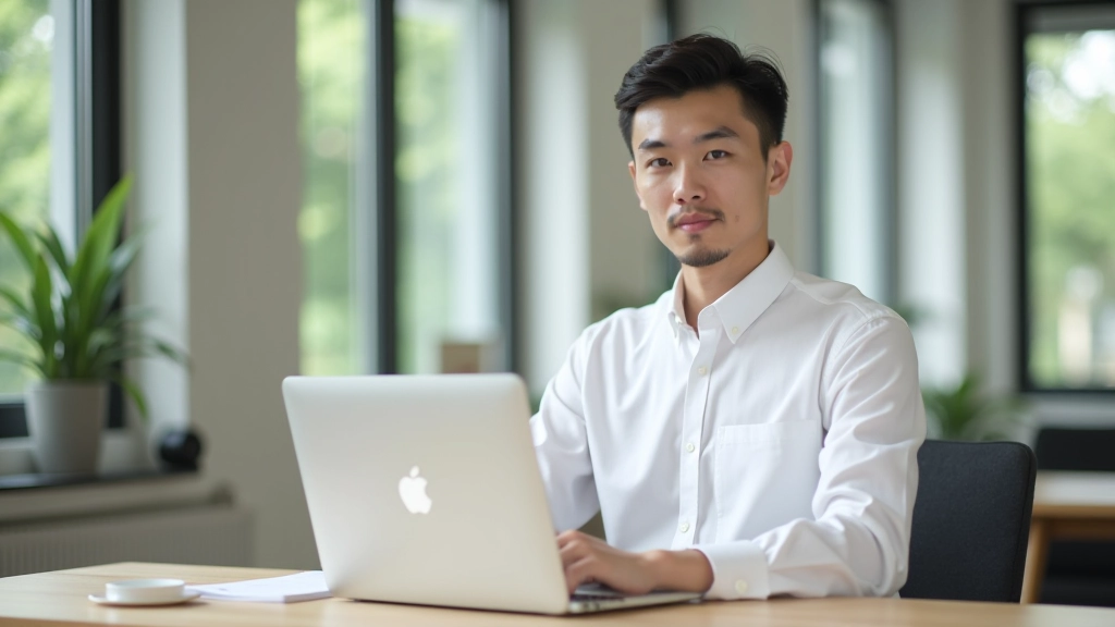 Designer working on laptop with responsive design mockups showing multiple viewport sizes arranged on desk